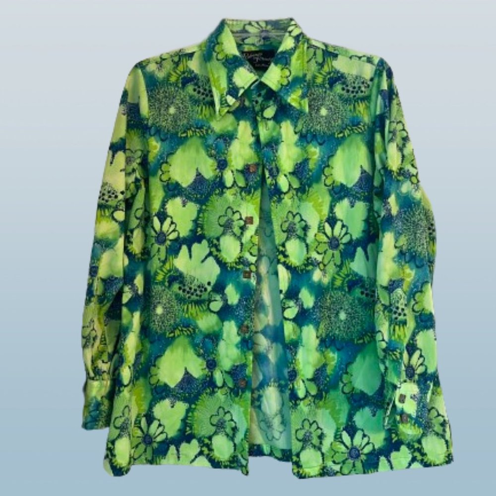 VINTAGE ROBERTO FIRENZE LOS ANGELES ABSTRACT 70s DISCO SHIRT